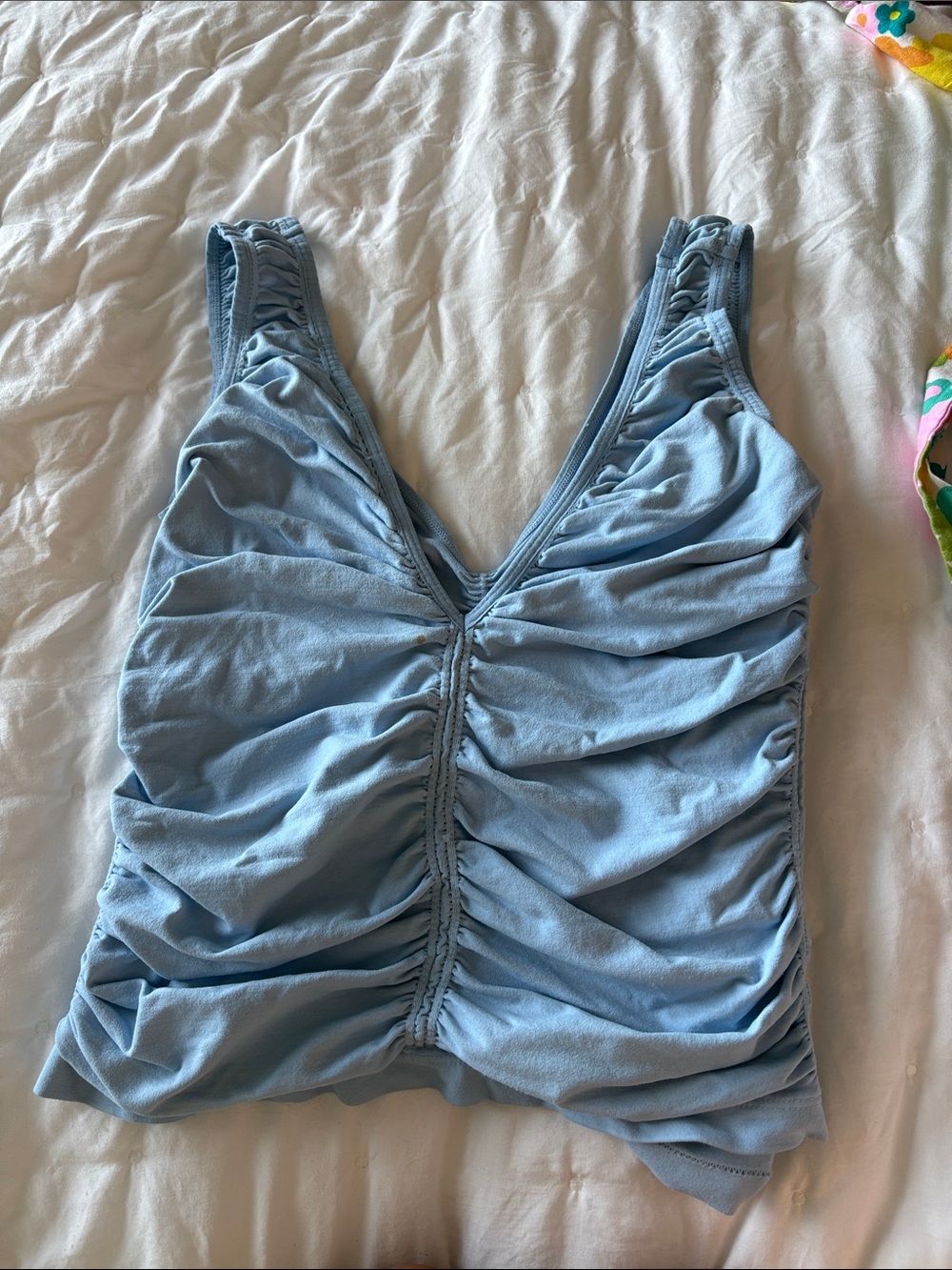 Ruched Light Blue Women's Tank Top